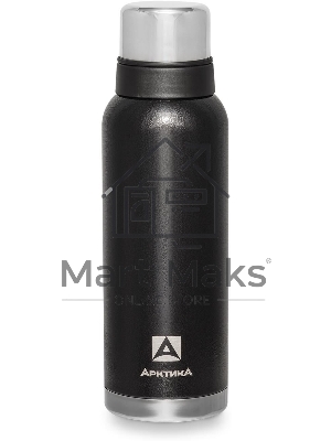 Термос Арктика 106-1200 черный, узкое горло 1,2 л, американский дизайн, антивандальное покрытие, две чашки, холод/тепло 32 ч