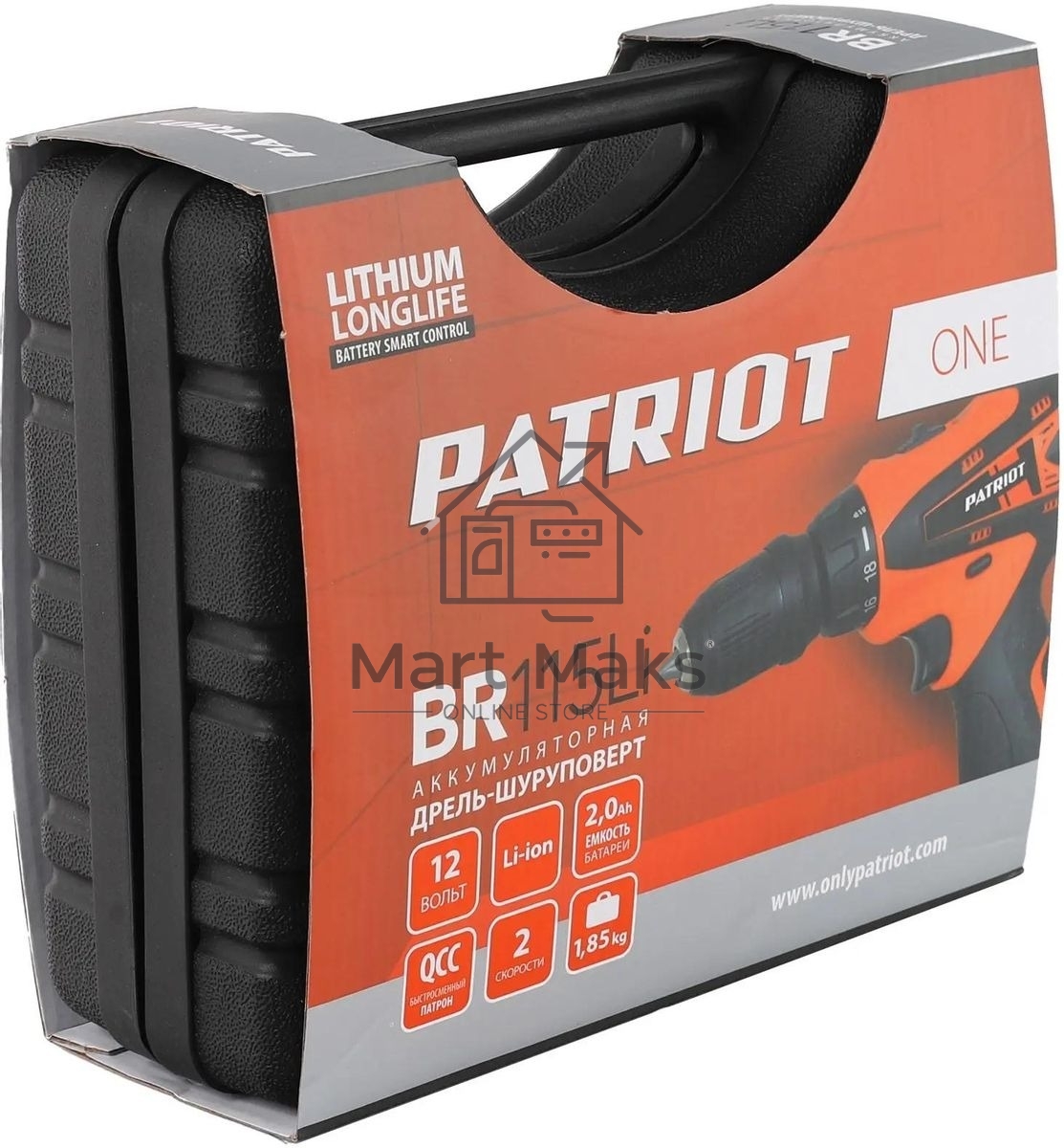 Дрель-шуруповерт аккумуляторная Patriot BR 115Li, Аккумуляторная, 16В, 2 АКБ, Кейс