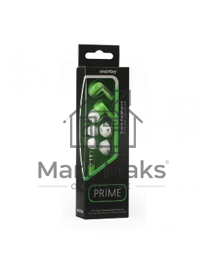 Внутриканальные наушники Smartbuy PRIME, динамики 10мм, плоский кабель, зеленые, 3 пары вставок