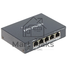 Коммутатор Hikvision DS-3E0505HP-E, 5×1 Гбит/с (4×PoE/Hi-PoE), неуправляемый