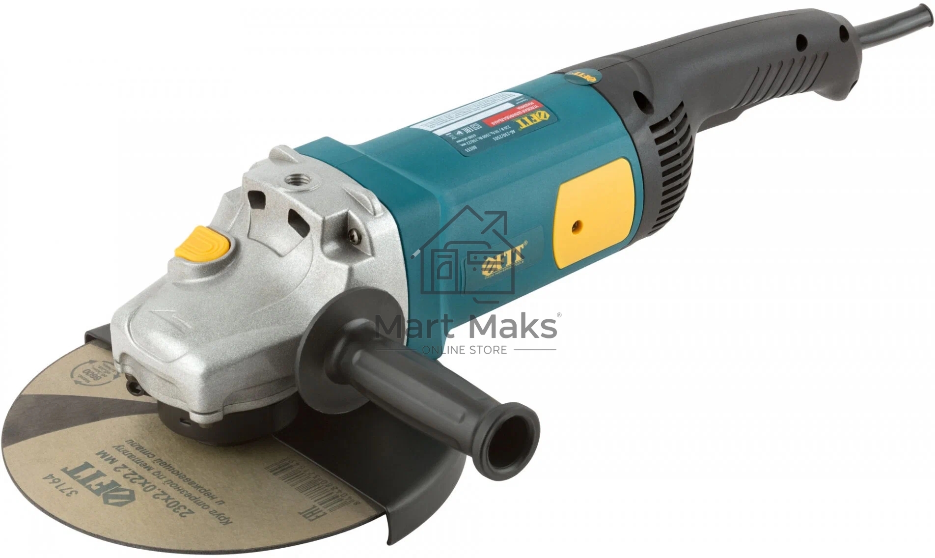 Углошлифовальная машина FIT AG-230/2501, 2500 Вт, 6500 об/мин, КлК 230 мм, 7,1 кг, арм.ротор, б/с щеток, рез.накл, плав.пуск, кор.