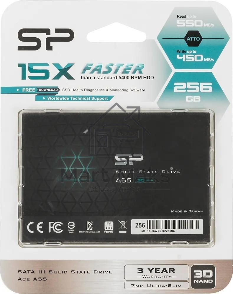 Накопитель SSD Silicon Power Ace A55, 256GB, SATA III, 2.5