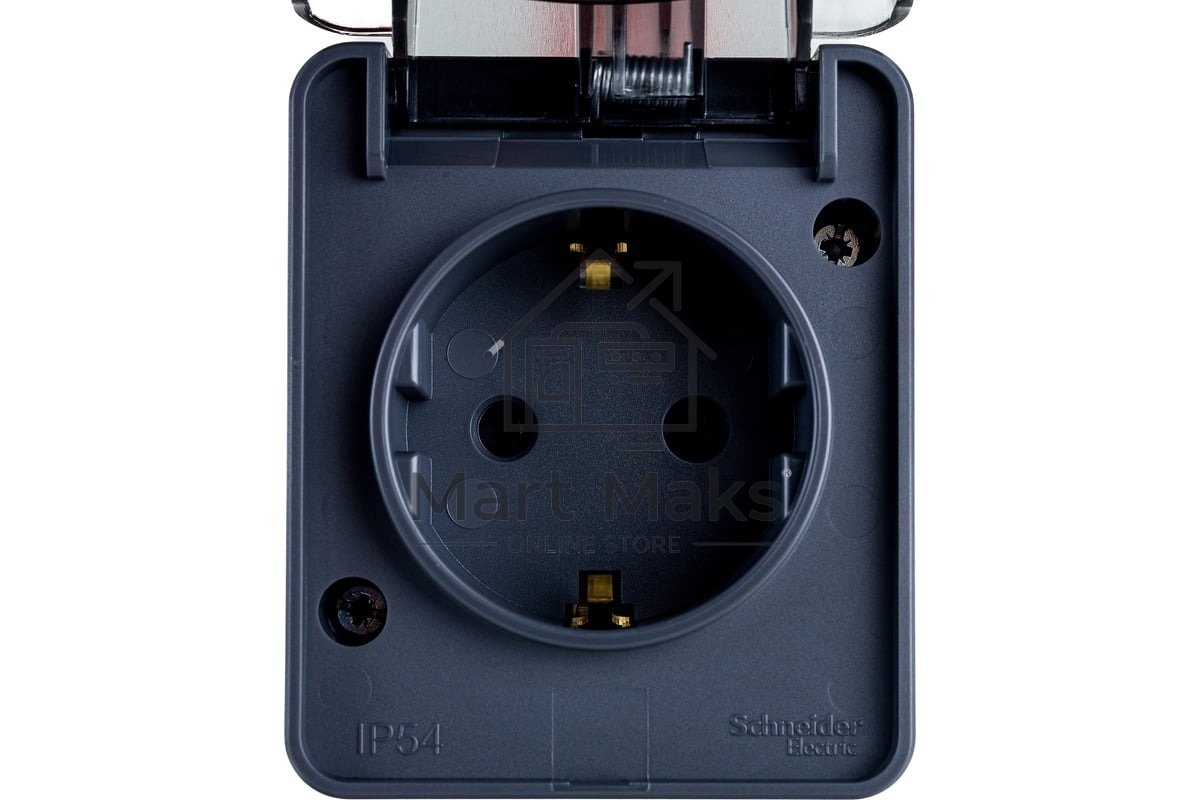 Розетка 1-м ОП AtlasDesign Profi54 16А IP54 250В с заземл. защ. шторки антрацит SchE ATN544045