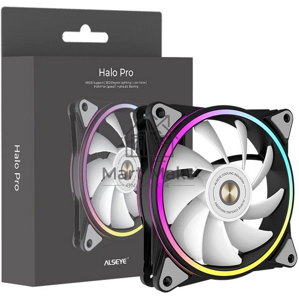 Вентилятор для корпуса Alseye HALO PRO B-R черный, 120 мм, 2100 об/мин, 26 дБ, 4 pin