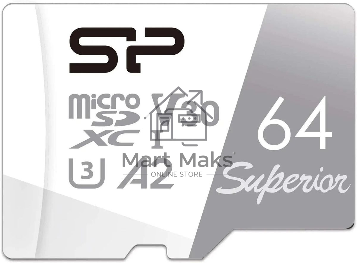Флеш карта microSD 64GB Silicon Power Superior Pro A2 microSDXC Class 10 UHS-I U3 Colorful 100/80 Mb/s (SD адаптер)