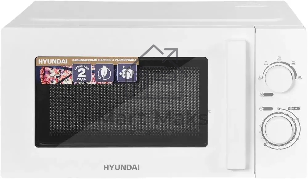 Микроволновая печь Hyundai HYM-M2005 белый, 20 л, 700 Вт, переключатели - поворотный механизм