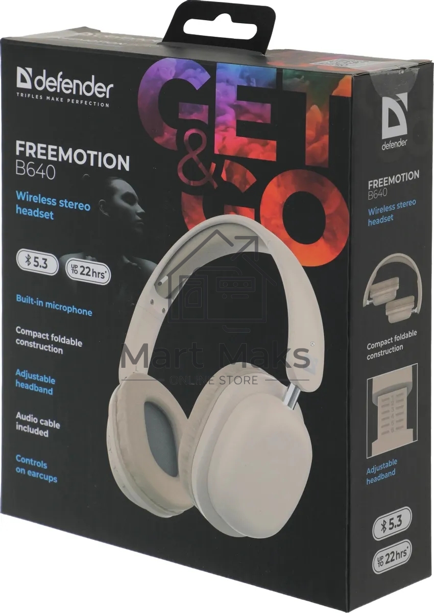 Гарнитура беспроводная DEFENDER (63642) FreeMotion B640 бежевый, микрофон, Bluetooth