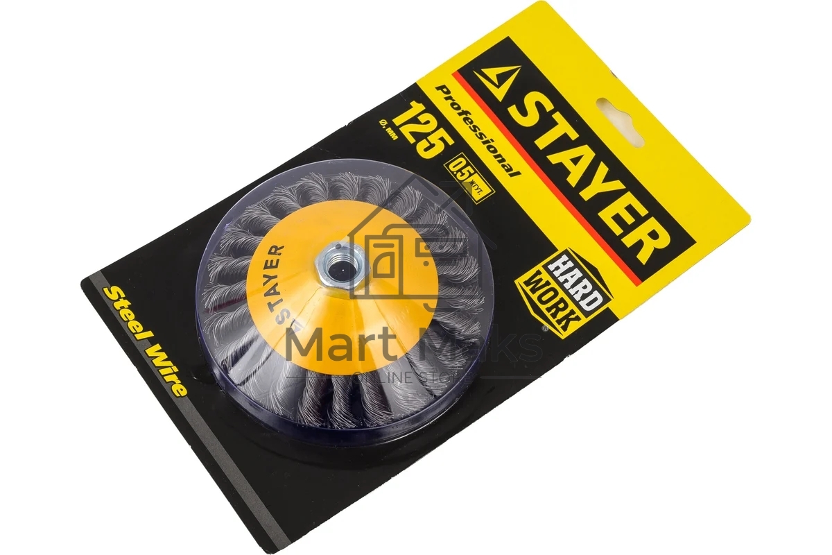 Кордщетка STAYER PROFESSIONAL 35135-125коническая М14 плетёная 0.5мм d125мм