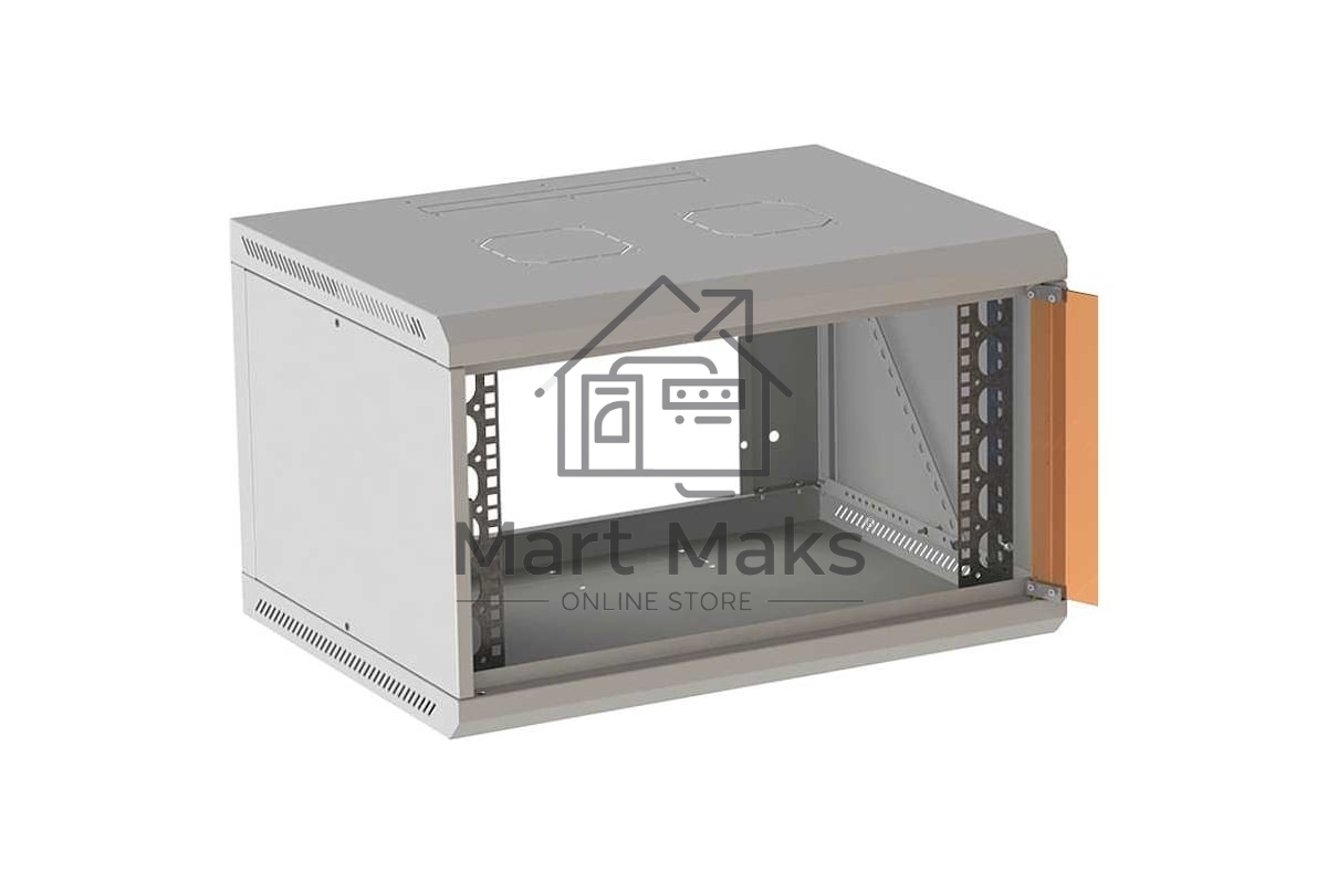 Шкаф коммутационный Suprlan (05-1063) настенный 6U 600x450 мм пер. дв. стекл направл. под закл. гайки 70 кг RAL 7035 385 мм 15.7 кг 360 мм