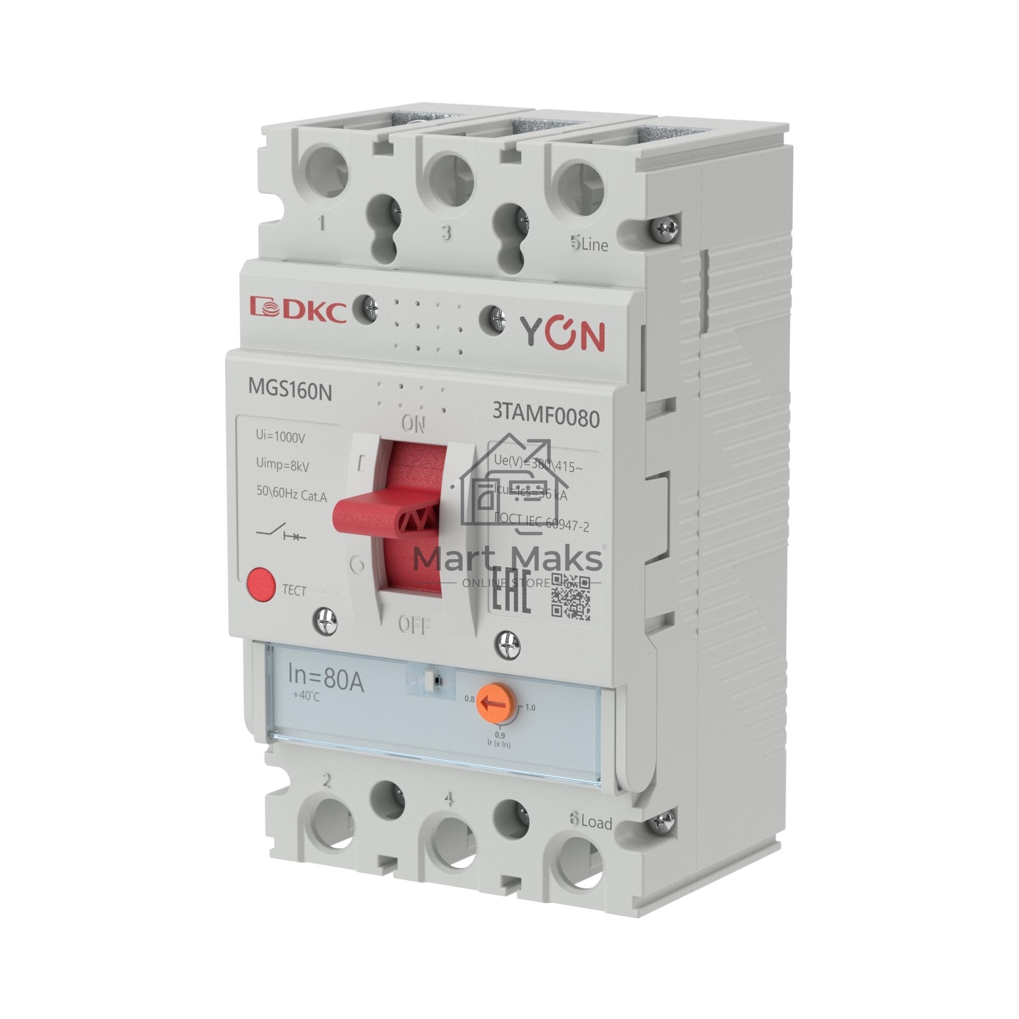 Выключатель автоматический MGS160 3P 64-80A 36kA YON MGS160N-3TAMF0080