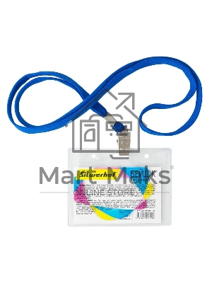 Бейдж Silwerhof 380011-00 90х60мм горизонтальный шнур:темно-синий полипропилен