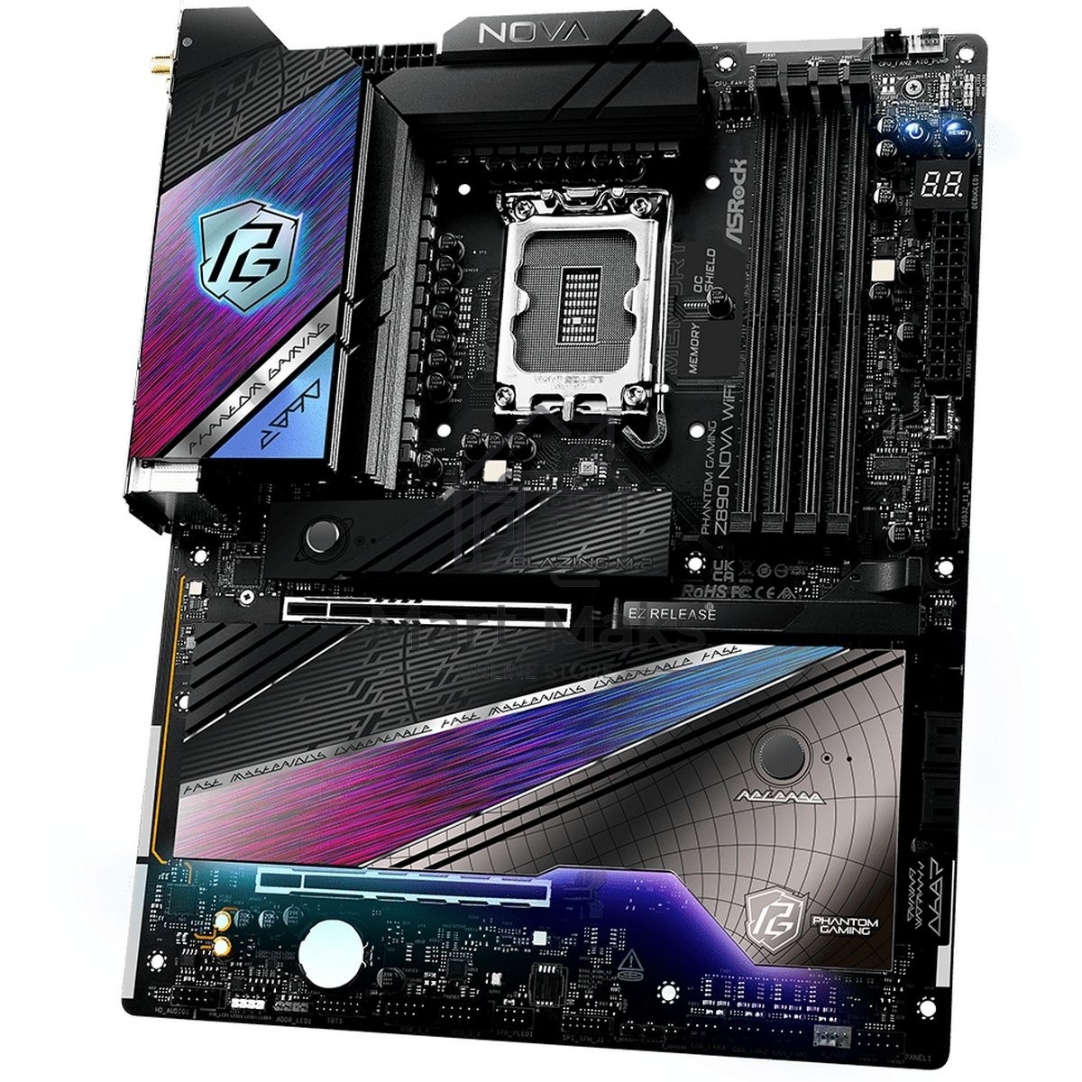 Материнская плата ASRock Z890 Nova WiFi, LGA 1851, Intel Z890, 4xDDR5, 4xSATA, 6xM.2, 1xPCIe 5.0 x16, 1xPCIe 4.0 x16, 1xPCIe x4, 1xHDMI, 2xThunderbolt 4, 1x5Gb LAN, 1x2.5Gb LAN, 4xUSB-A 3.2 Gen 2, 4xUSB-A 3.2 Gen 1, 2xUSB 2.0, 7.1, ATX
