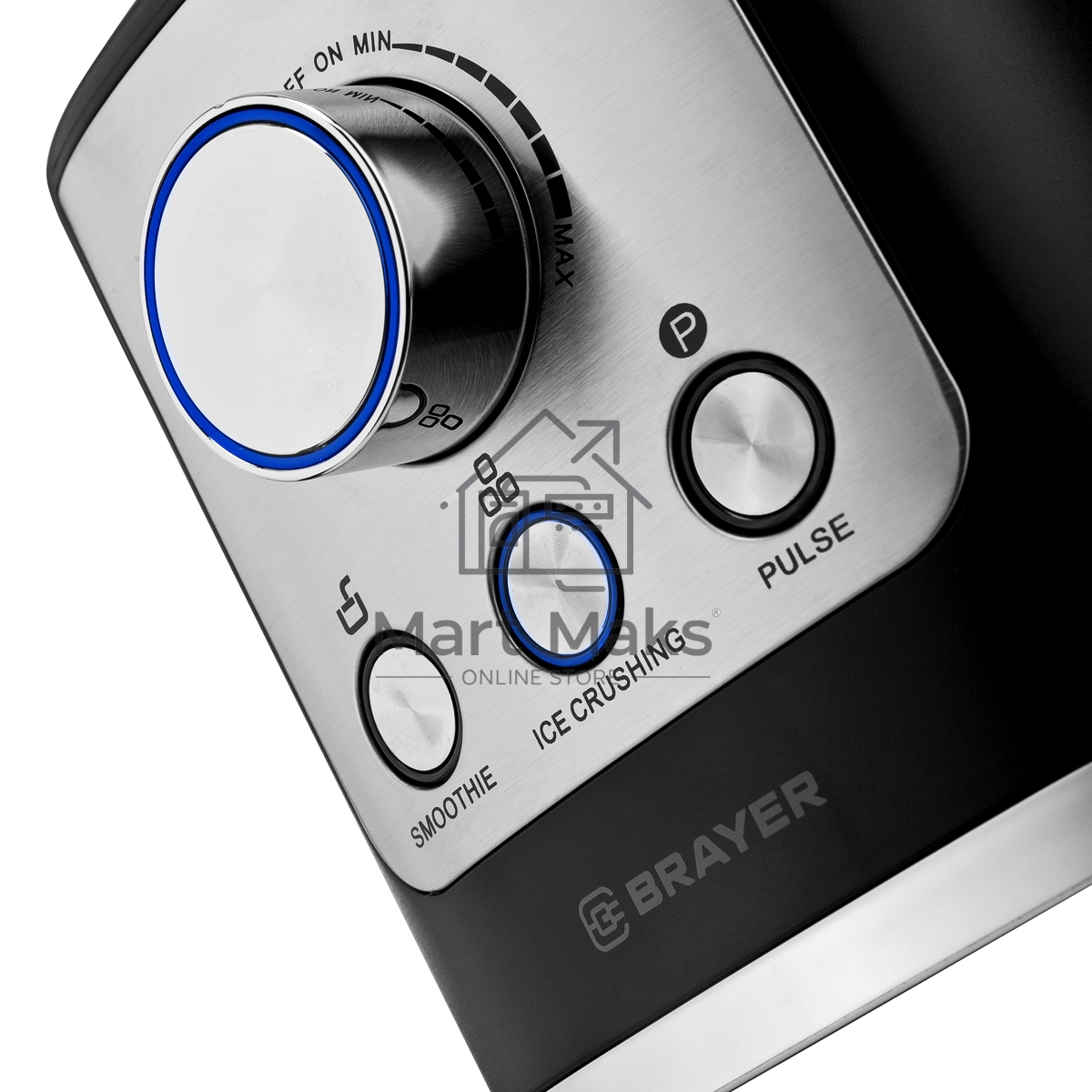 Блендер стационарный BRAYER BR1200BK 1800 Вт, стекл., 1,8 л, 6 титан. ножей, импульс, колка льда, серебристо-черный