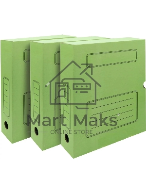 Короб архивный Silwerhof 1914764 микрогофрокартон корешок 75мм, A4 зеленый (упаковка: 3шт)