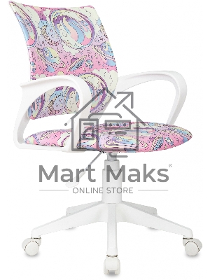 Кресло детское Бюрократ BUROKIDS 1 W мультиколор луна розовая крестов. пластик пластик белый