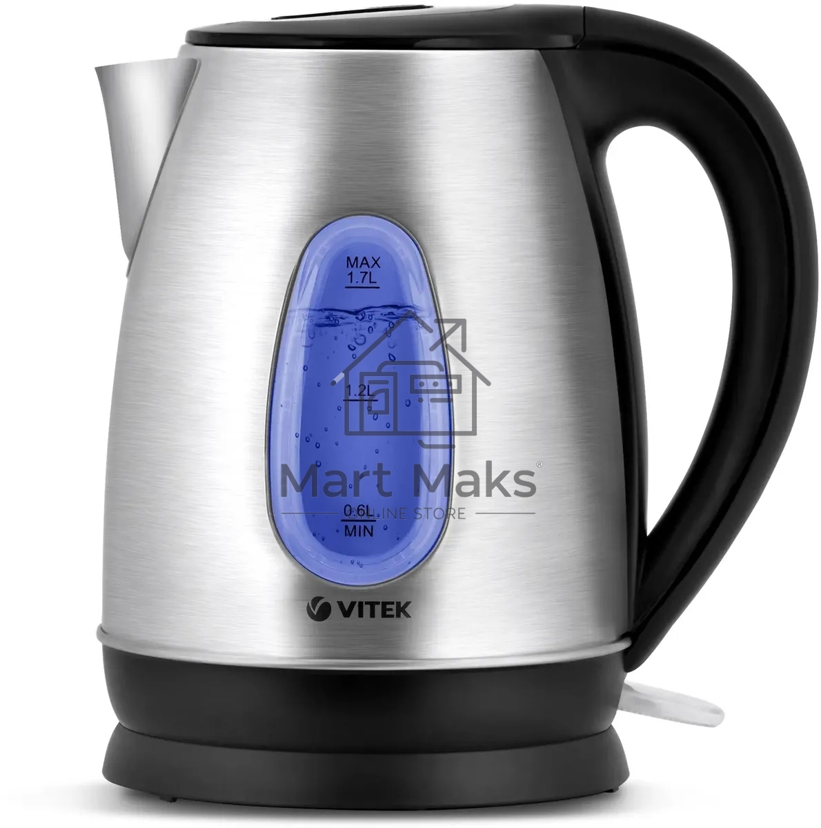 Чайник электрический Vitek VT-7039, 2200Вт, серебристый и черный