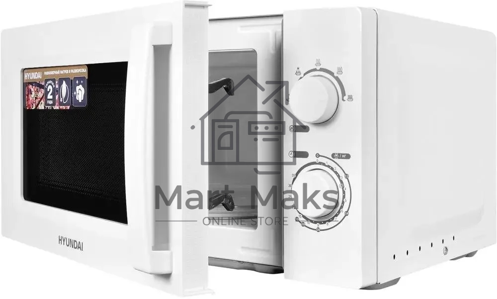 Микроволновая печь Hyundai HYM-M2005 белый, 20 л, 700 Вт, переключатели - поворотный механизм