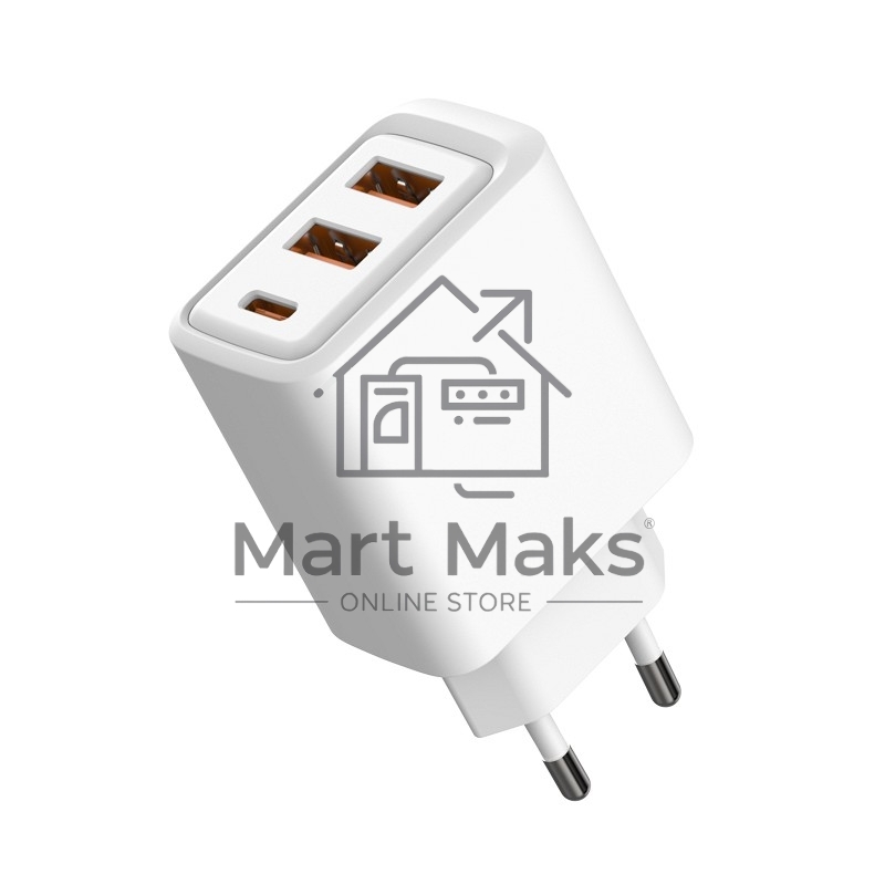 Сетевое зарядное устройство с двумя портами USB-A и одним портом USB-C, 10Вт Rexant