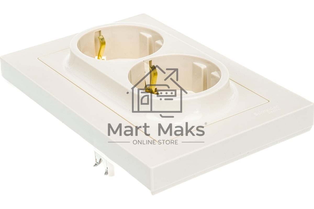 Розетка 2-м AtlasDesign с заземл. 16А в сборе беж. SchE ATN000224