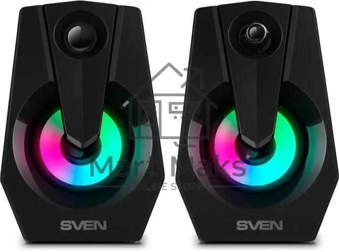 Акустическая система SVEN 370 2.0 черные (2x2W, USB, RGb подсветка)