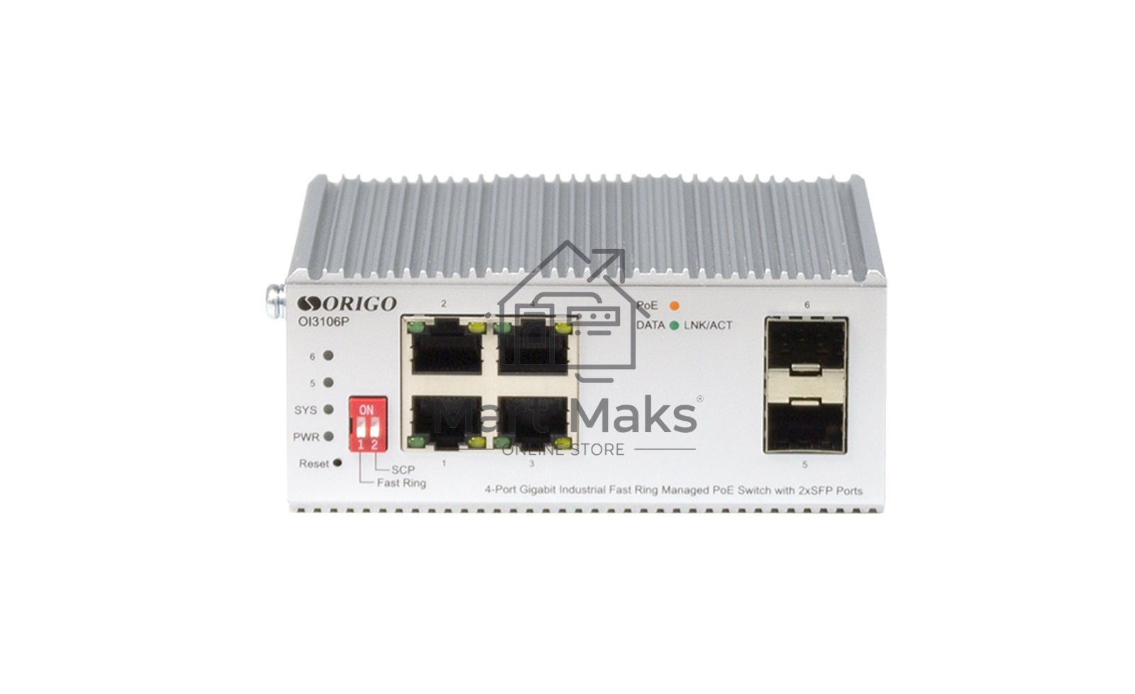 Коммутатор ORIGO OI3106P/60W/A1A, 4×1 Гбит/с PoE + 2×1 Гбит/с SFP, управляемый