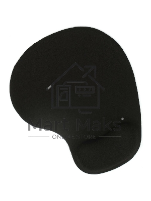 Коврик для мыши с подушкой под запястье Gembird MP-WR-BLACK, черный, 225х195х5мм, ткань/резина, блистер