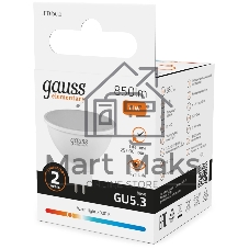 Лампа светодиодная Gauss Elementary 13511 11Вт цок.:GU5.3 софит 180B св.свеч.бел.теп. MR16 (упак.:10шт)