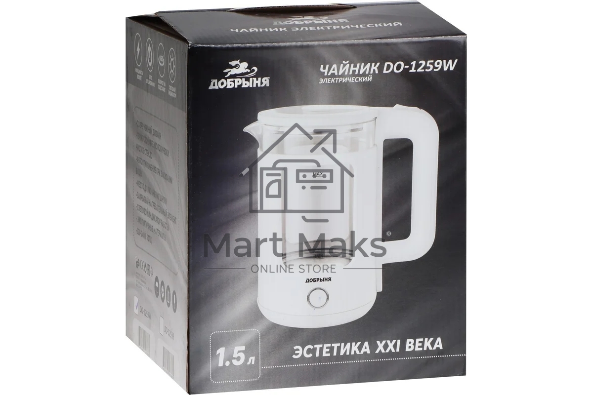 Чайник электрический ДОБРЫНЯ DO-1259W белый