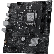 Материнская плата MSI PRO H810M-E, LGA 1851, Intel H810, 2xDDR5 (до 128 ГБ), 4xSATA, 1xM.2 (PCIe 4.0 x4), 1xPCIe 5.0 x16, 1xPCIe x1, 1xHDMI, 1xDP, 1x2.5Gb LAN, 2xUSB-A 5Gbps, 4xUSB-A 2.0, 3x3.5 мм, 7.1, чёрный, mATX