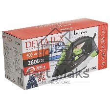 Утюг DELTA LUX DE-3002 черный с зеленым, 2800 Вт, 18 г/мин, 190 г/мин, 300 мл