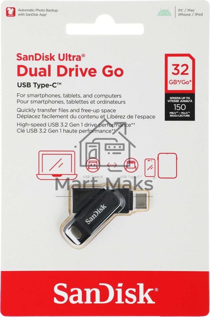 Флешка USB R/W R/W Sandisk USB-C 32GB SDDDC3-032G-G46