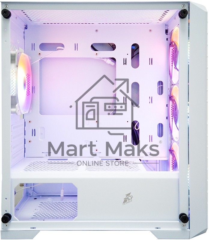Компьютерный корпус 1STPLAYER TRILOBITE T5 White / mATX, TG / 4x120mm LED fans inc. / T5-WH-4F1-W