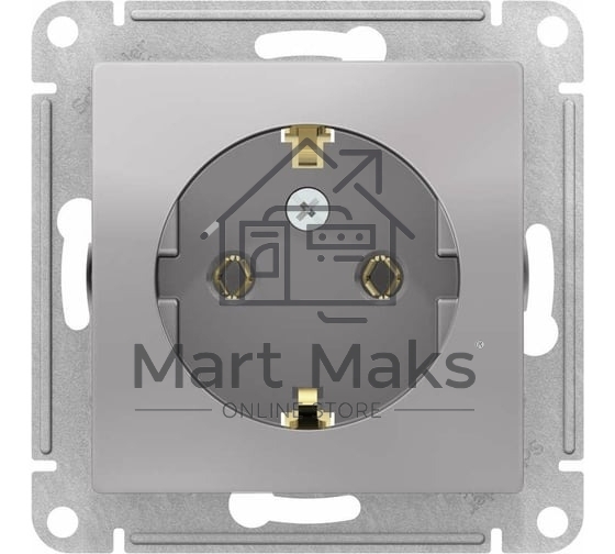 Механизм розетки 1-м СП AtlasDesign с заземл. 16А алюм. SchE ATN000343