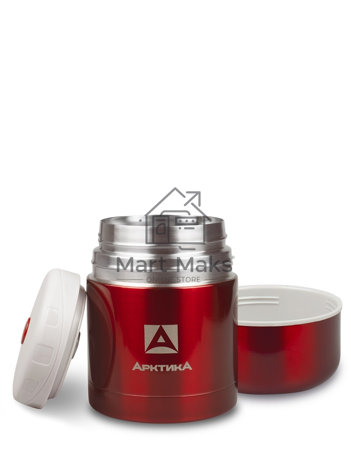 Термос Арктика 302-500 красный, широкое горло 0,5 л для супа и еды, холод/тепло 12 ч