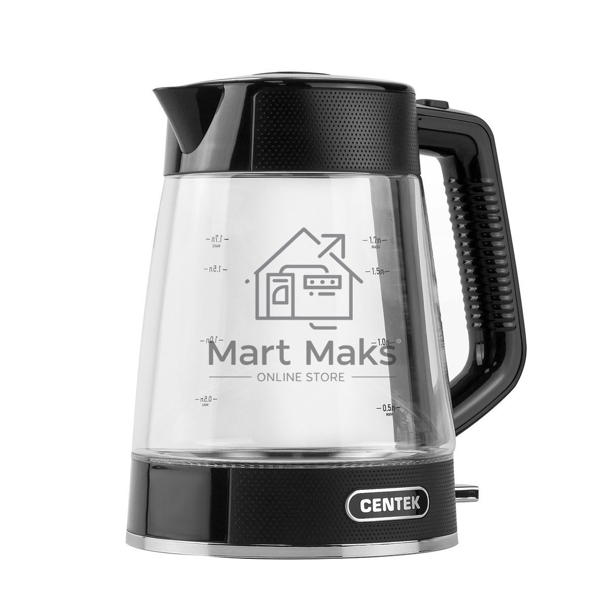 Чайник Centek CT-1014 (черный) стекло 1.7л, 2200Вт, LED, Защита от перегрева, STRIX контроллер