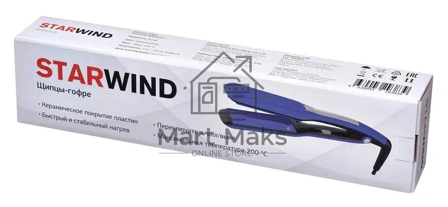 Щипцы Starwind SHE6620 40Вт макс.темп.:210С покрытие:керамическое синий