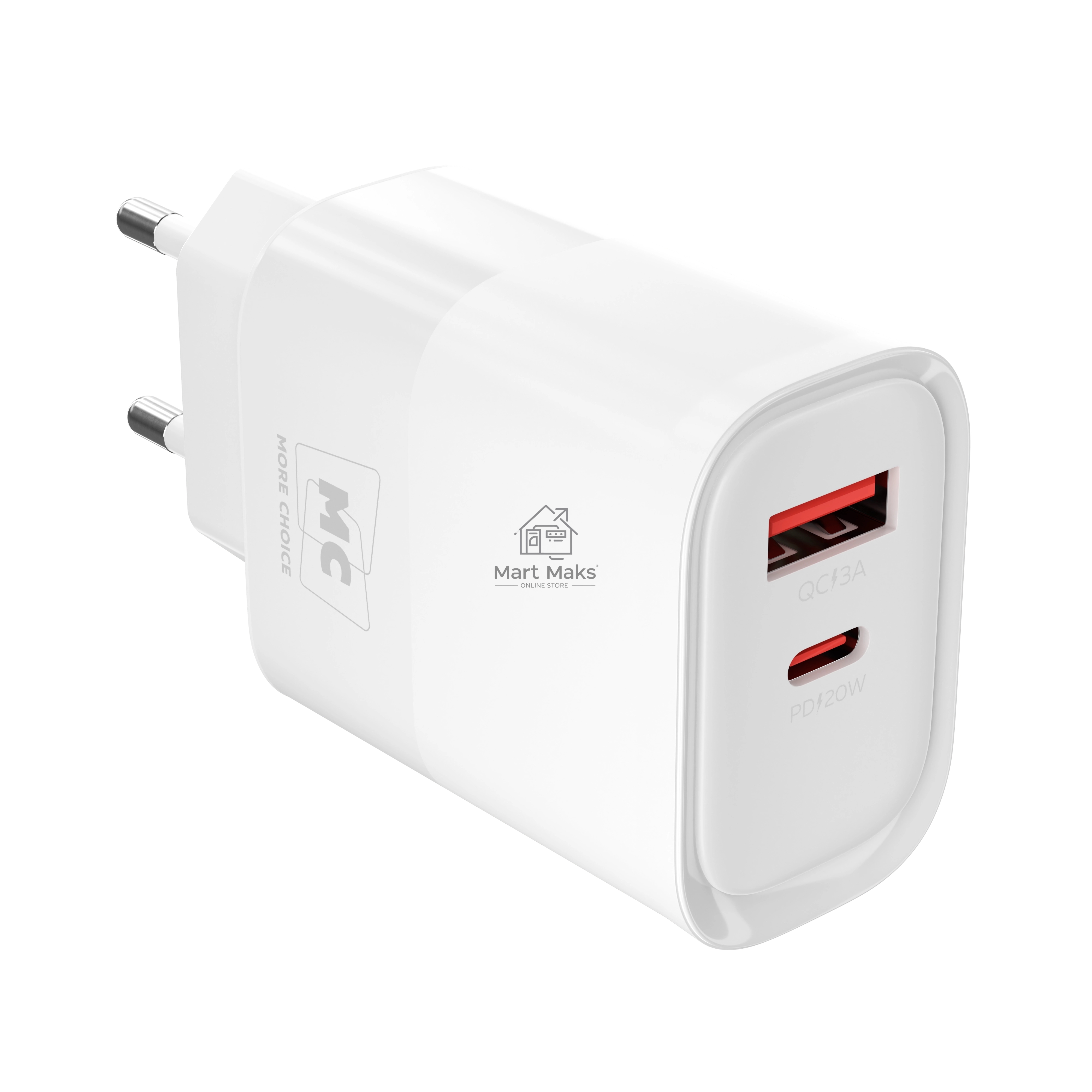 Зарядное устройство MORE CHOICE (4620202555564) NC81a СЗУ 1USB+1Type-C 3.0A PD 20W+ QC3.0, белый