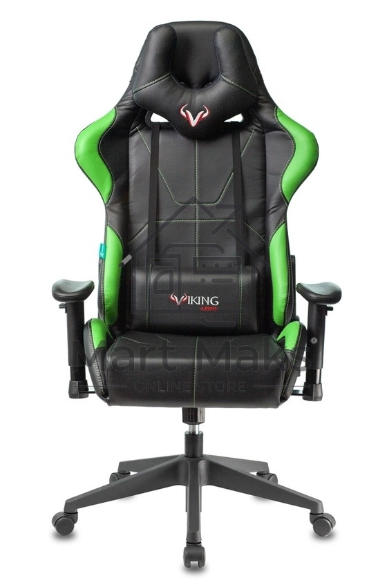 Кресло игровое Бюрократ VIKING 5 AERO LGREEN черный/салатовый искусственная кожа