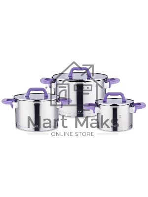 Набор посуды LARA LR02-125 Лаванда 2 л, 2,8 л, 5 л нержавеющая сталь
