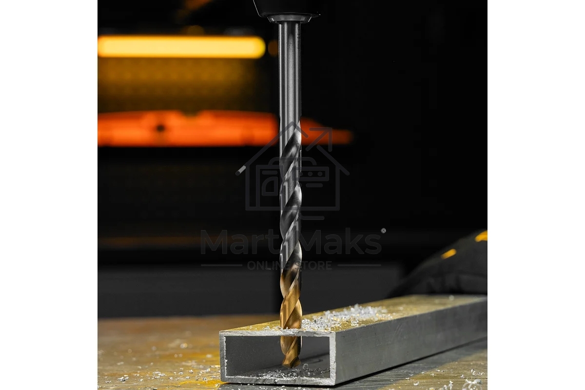 Сверло спиральное по металлу Denzel 11 х 195 мм, Р6М5, Golden Tip, удлиненное