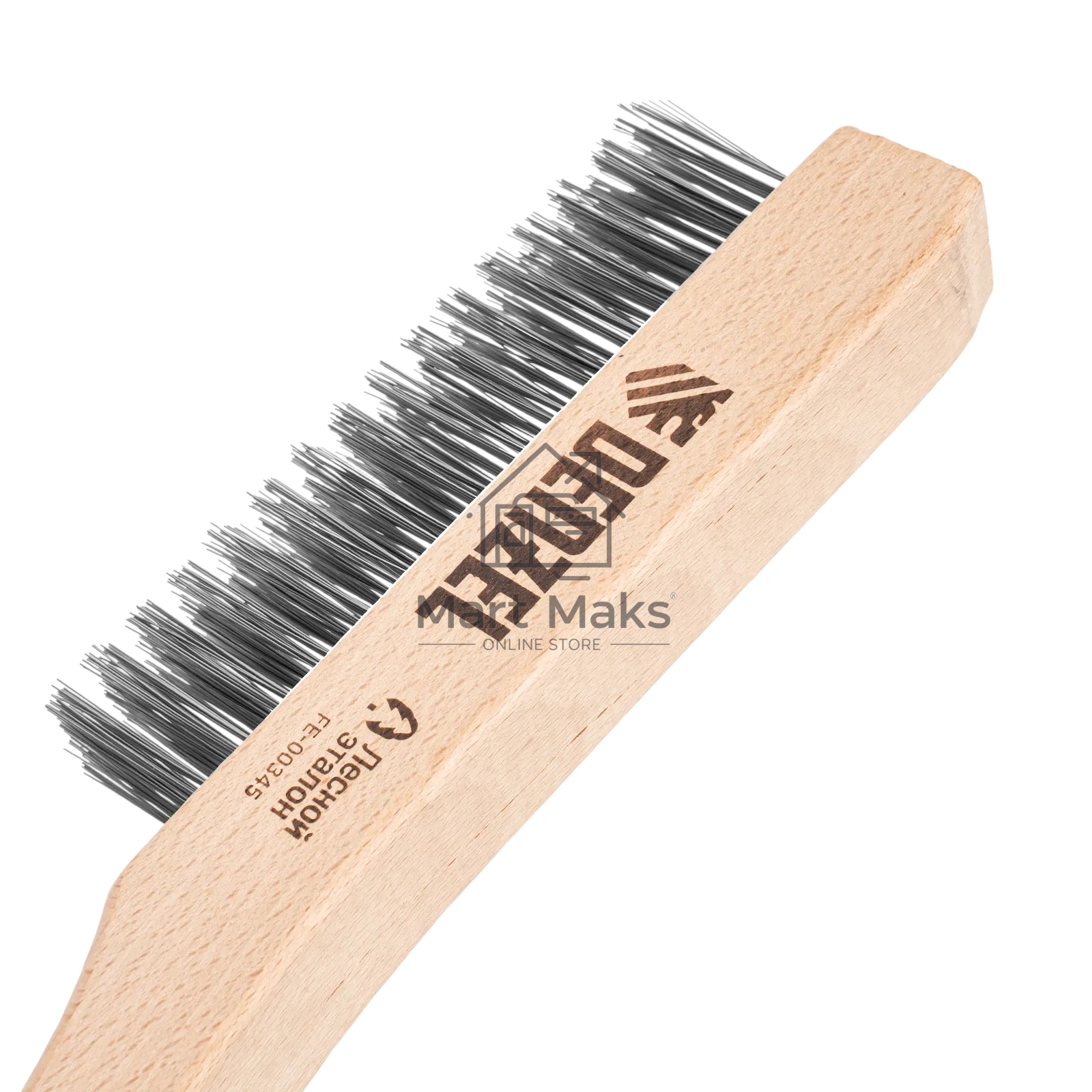 Щетка зачистная Denzel 4-х рядная, прямая проволока из нержавеющей стали с деревянной ручкой, EFP