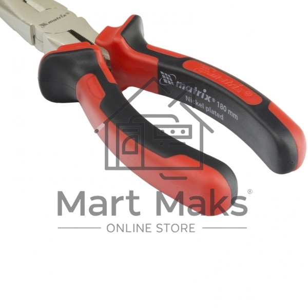 Длинногубцы Matrix NICKEL 17166 180 мм, прямые никелированные, двухкомпонентные рукоятки
