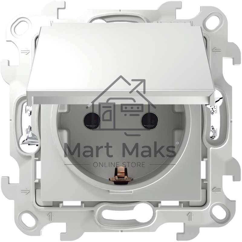 Розетка 2К+3 IP44 с крышкой и защитными шторками Push&Go 24 Белая