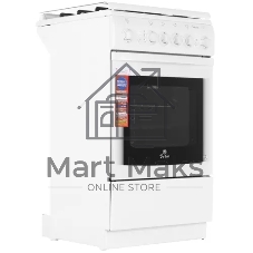 Плита газовая De Luxe 5040.31г(кр) ЧР белый, конфорок 4 шт, духовка 46 л, 50 см x 85 см x 50 см