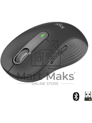 Мышь беспроводная Logitech Signature M650 L черный, 4000 dpi, радиоканал, Bluetooth, USB, кнопки - 5