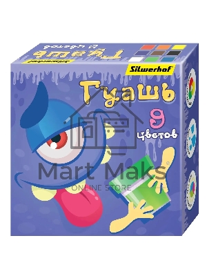 Гуашь Silwerhof Монстрики, 9 цветов, баночка, 20мл, картонная коробка