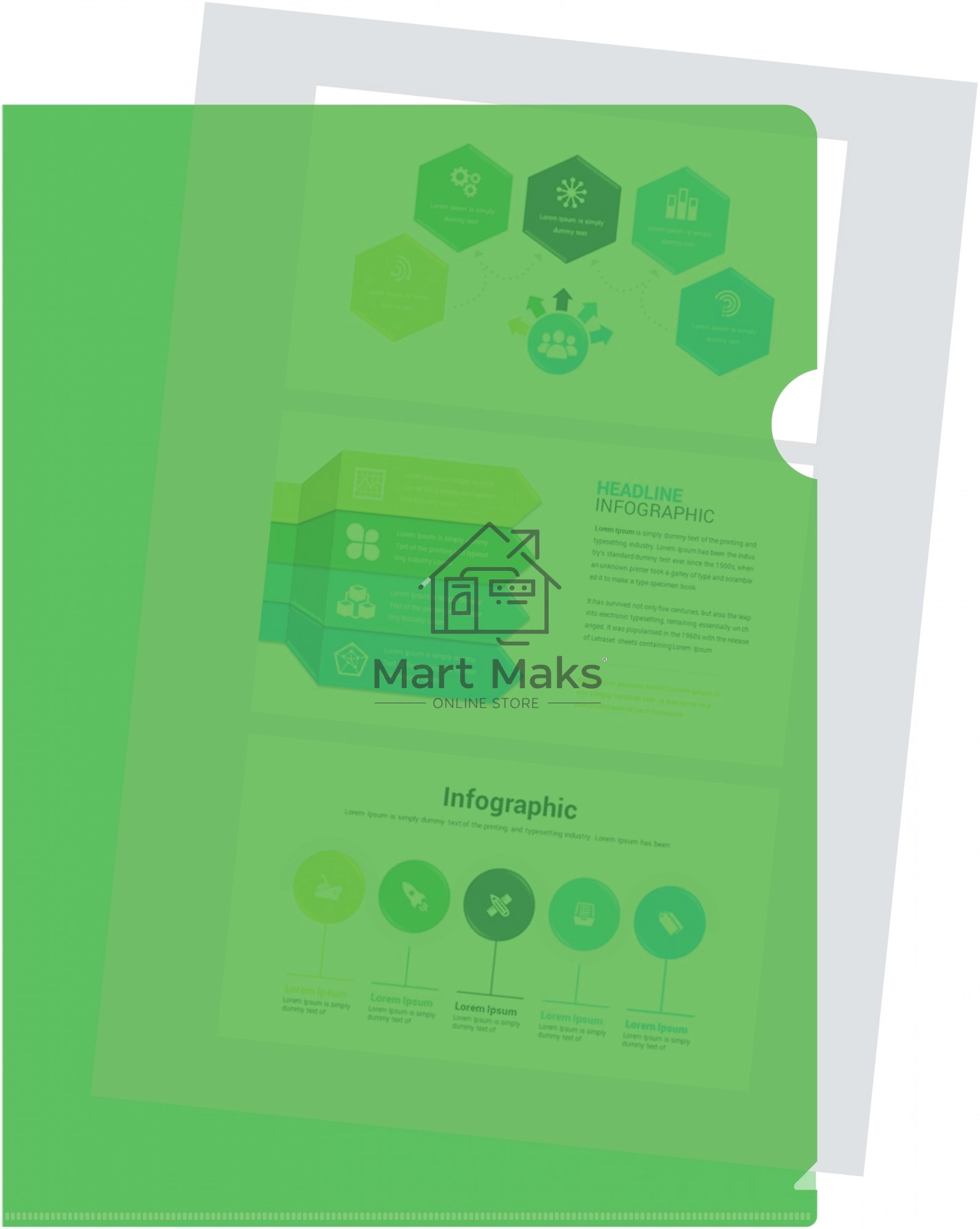Папка-уголок Silwerhof Eco тисненый A4 пластик 0.12мм зеленый