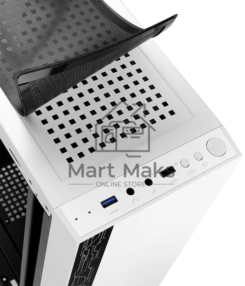 Компьютерный корпус Ginzzu A390 белый Window RGb подсветка 1хUSB 3.0, 2хUSB 2.0, AU