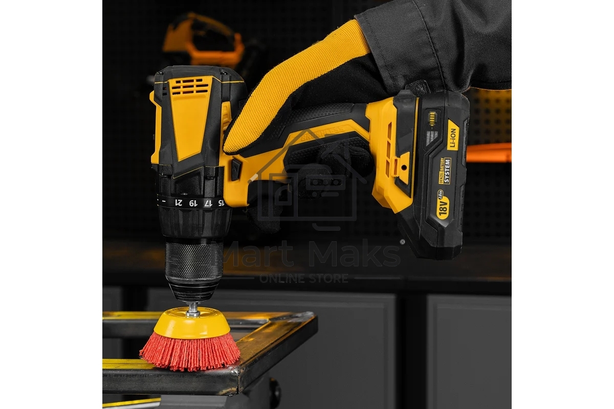 Щетка для дрели Denzel 75 мм, чашка, со шпилькой, нейлоновая щетина