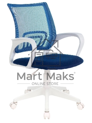 Кресло компьютерное Бюрократ CH-W695NLT TW-05N TW-10N темно-синий, сетка/ткань, крестовина пластик, пластик белый